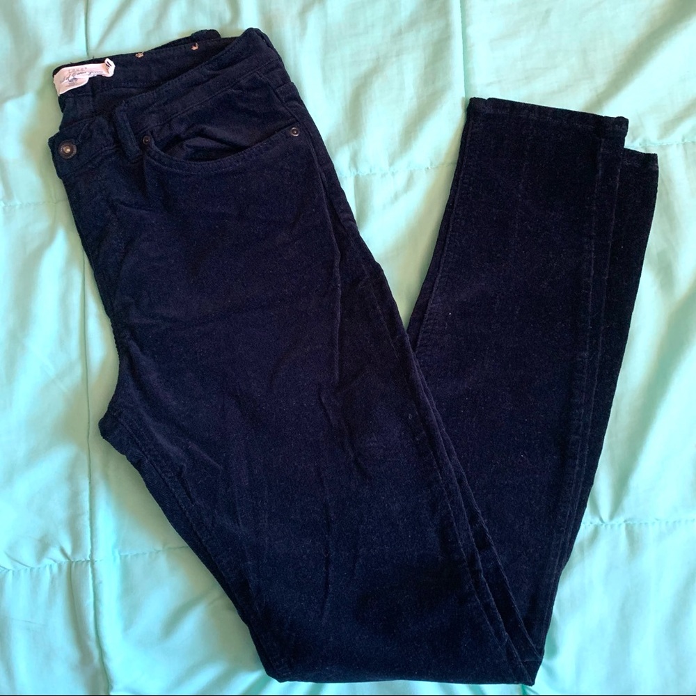 H&M Dark Blue Corduroy High Waist Pants
